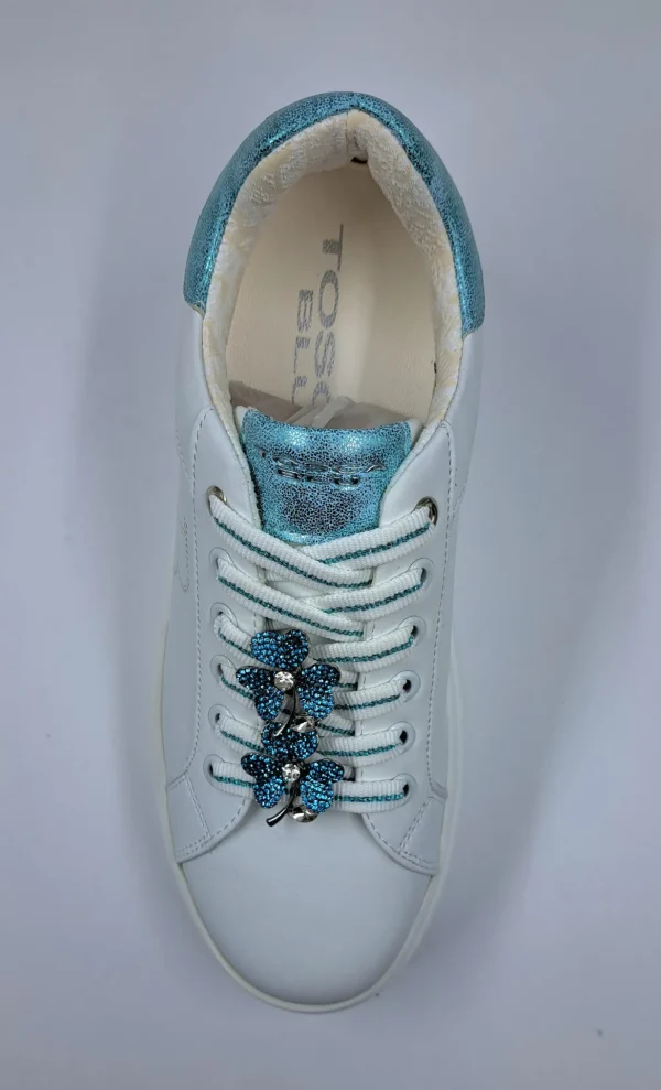 SNEAKERS PELLE ELETTRA TOSCA BLU CHARMS FIORI CELESTE