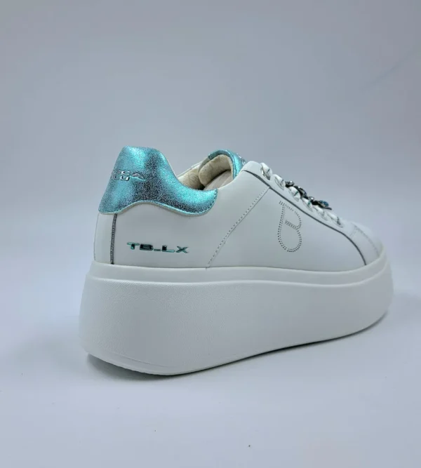 SNEAKERS PELLE ELETTRA TOSCA BLU CHARMS FIORI CELESTE