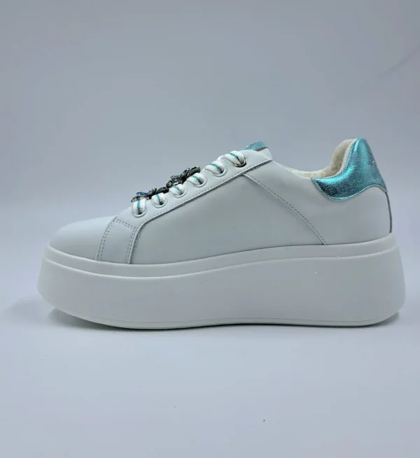 SNEAKERS PELLE ELETTRA TOSCA BLU CHARMS FIORI CELESTE
