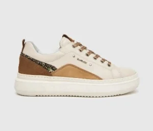 SNEAKERS PELLE LATTE E APPLICAZIONE GLITTER