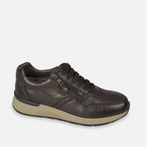 SNEAKERS PELLE MARRONE ZIP