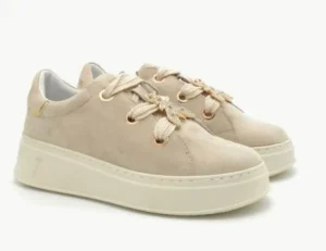SNEAKERS SUEDE BEIGE APPLICAZIONE METALLICA