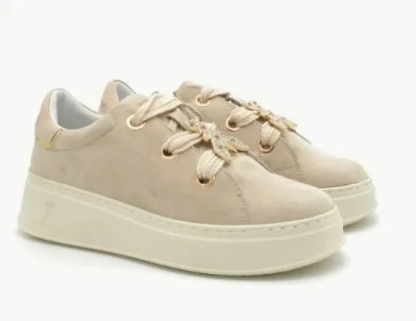 SNEAKERS SUEDE BEIGE APPLICAZIONE METALLICA