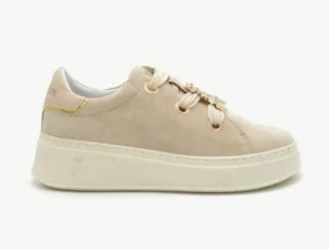 SNEAKERS SUEDE BEIGE APPLICAZIONE METALLICA