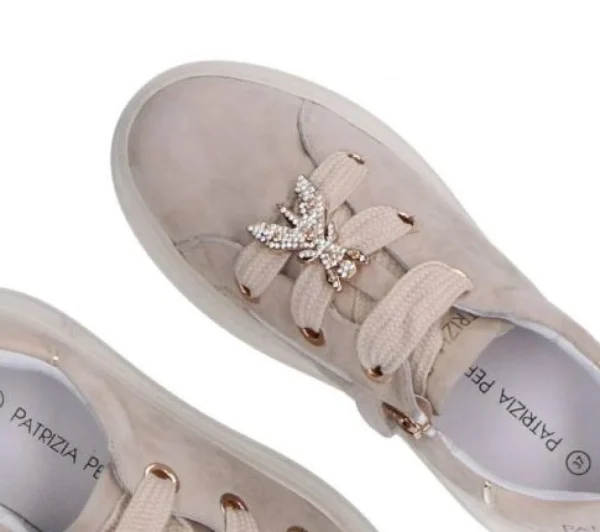 SNEAKERS SUEDE BEIGE APPLICAZIONE METALLICA