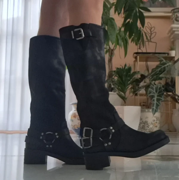 STIVALI BIKER PELLE FIBBIE LATERALI