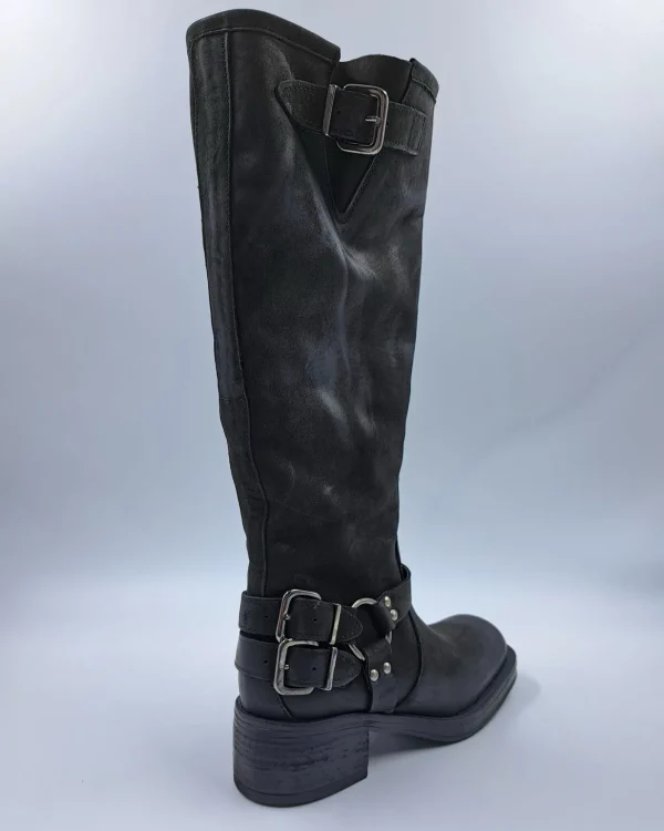 STIVALI BIKER PELLE FIBBIE LATERALI