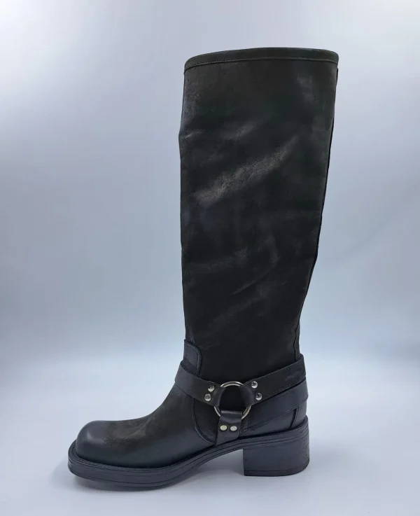 STIVALI BIKER PELLE FIBBIE LATERALI