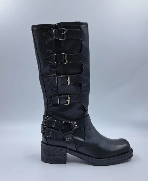 STIVALI BIKER PELLE MULTI FIBBIE