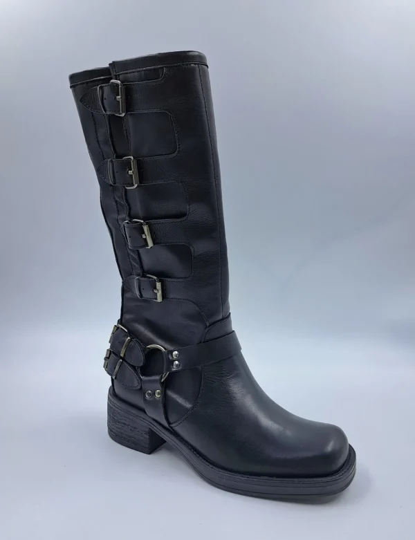 STIVALI BIKER PELLE MULTI FIBBIE