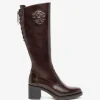STIVALI PELLE CON LOGO STEMMA MARRONE