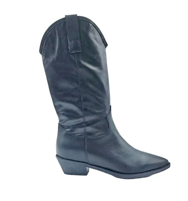 STIVALI TEXAN PELLE MORBIDA NERA