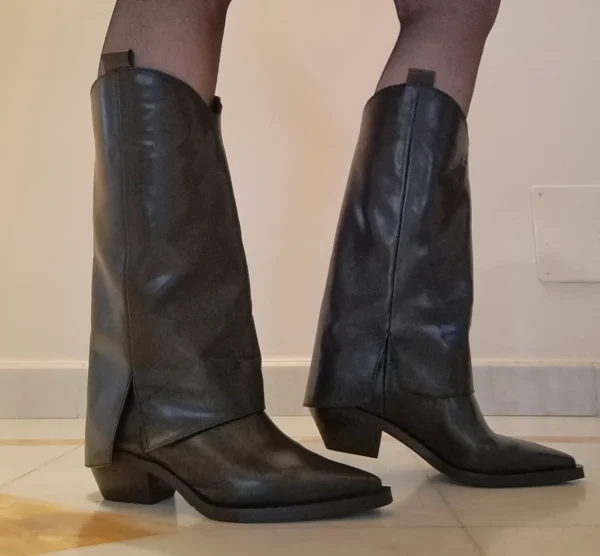 STIVALI TEXAN PELLE RISVOLTO