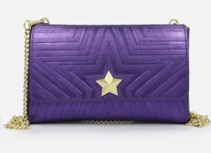 TRACOLLE POCHETTE STELLINA PELLE VIOLA