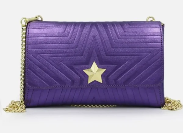 TRACOLLE POCHETTE STELLINA PELLE VIOLA