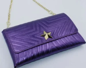 TRACOLLE POCHETTE STELLINA PELLE VIOLA