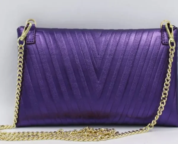 TRACOLLE POCHETTE STELLINA PELLE VIOLA