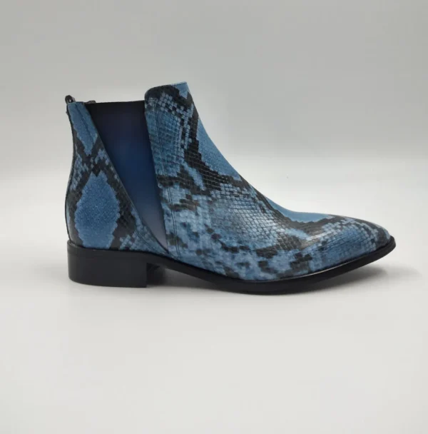 TRONCHETTI TEXAN IN PELLE EFFETTO PITONE CELESTE